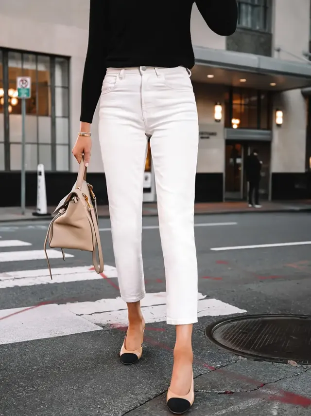 Demoprodukt - Hvit Slim-Fit Denimbukse