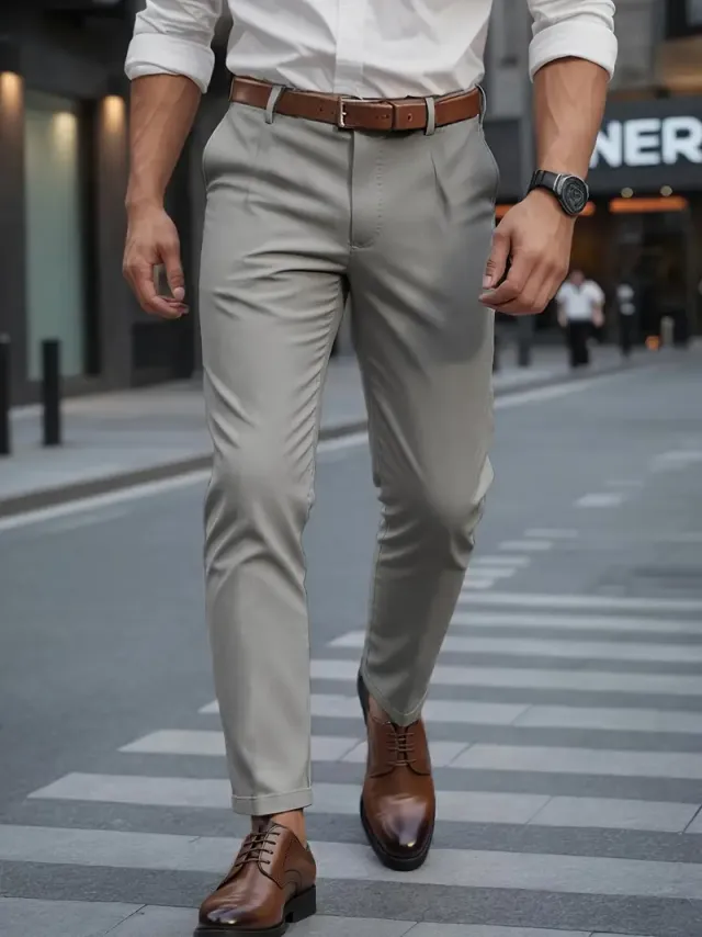 Demoprodukt - Casual Beige Ensfargede Bukser
